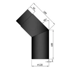Rauchrohrbogen Stahl 45° Schwarz -Kamin Heizgeräte 12 240igmarw4oyjkji