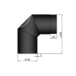 Rauchrohrbogen Stahl 2x 45° Schwarz Mit Tür, Kurz -Kamin Heizgeräte 12 2548ewecpssue126