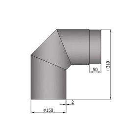 Rauchrohrbogen Stahl 2x 45° Hellgrau -Kamin Heizgeräte 15 251x1gr5m3ilusjs