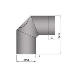 Rauchrohrbogen Stahl 2x 45° Hellgrau Mit Tür, Kurz -Kamin Heizgeräte 15 255i9i0jdeffelum