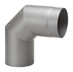 Rauchrohrbogen Stahl 2x 45° Hellgrau Mit Tür -Kamin Heizgeräte 1753 1