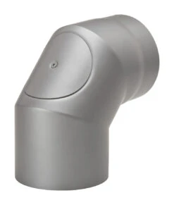 Rauchrohrbogen Stahl 2x 45° Hellgrau Mit Tür, Kurz -Kamin Heizgeräte 1754 1