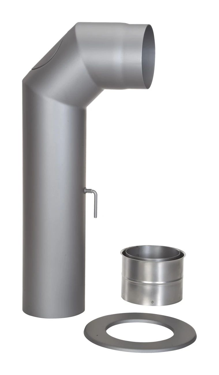 Rauchrohr Set Stahl 2x 45° 700 X 300 Mm Ø 150 Mm Hellgrau, Kurz 3 Rauchrohr Set Stahl 2x 45° 700 X 300 Mm Ø 150 Mm Hellgrau, Kurz