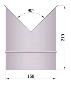 Eck-Doppelwandfutter Rauchrohr Stahl Innen-Eck Ø 150 Mm Unlackiert -Kamin Heizgeräte 1812 1
