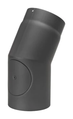Rauchrohrbogen 22° Ø 150 Mm Schwarz Mit Tür -Kamin Heizgeräte 1848 1