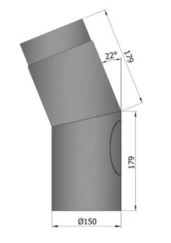 Rauchrohrbogen 22° Ø 150 Mm Schwarz Mit Tür -Kamin Heizgeräte 1848 2