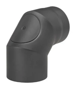 Rauchrohrbogen Stahl 2x 45° Schwarz Mit Tür, Kurz -Kamin Heizgeräte 1858 1