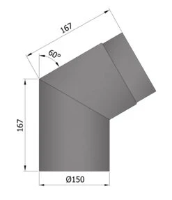 Rauchrohrbogen Stahl 60° Ø 150 Mm Schwarz -Kamin Heizgeräte 1860 1