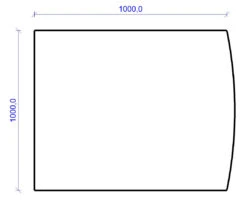 Kamin Bodenplatte, 6 Mm ESG-Klarglas, Segmentbogen 1000 X 1000 Mm