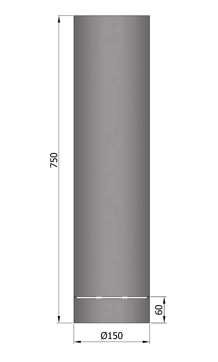 Rauchrohr Stahl 750 Mm Ø 150 Mm Schwarz Mit Kondensring 4 Rauchrohr Stahl 750 Mm Ø 150 Mm Schwarz Mit Kondensring – Bild 2