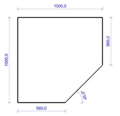 Kamin Bodenplatte, 2 Mm Stahl, Fünfeck 1000 X 1000 Mm, Schwarz