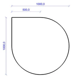 Kamin Bodenplatte, 2 Mm Stahl, Tropfenform 1000 X 1000 Mm, Hellgrau