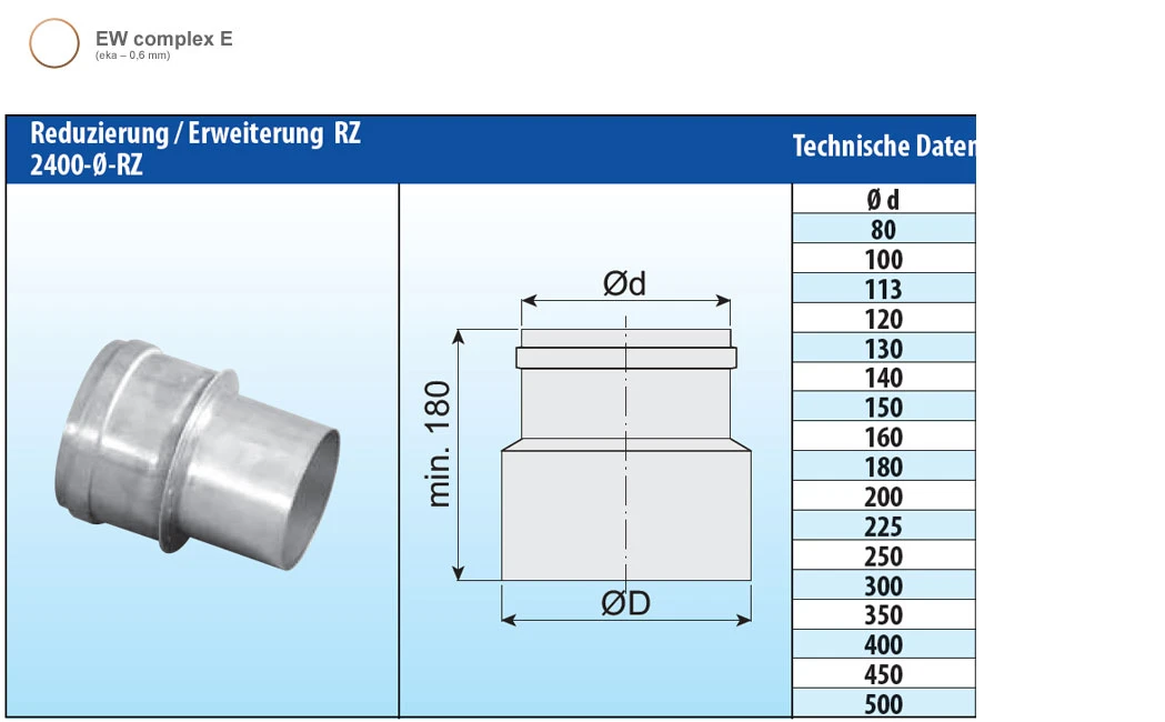 Reduzierung Edelstahl Einwandig - Eka Complex E 5 Reduzierung Edelstahl Einwandig - Eka Complex E – Bild 3