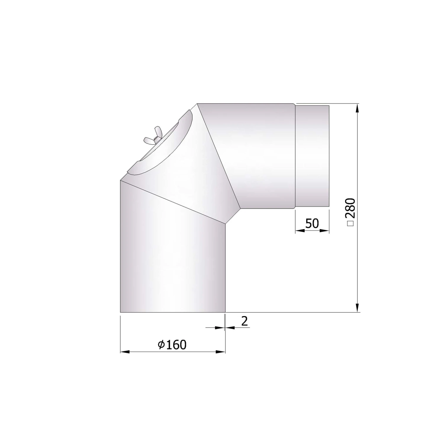 Rauchrohrbogen Stahl 2x 45° Unlackiert Mit Tür 5 Rauchrohrbogen Stahl 2x 45° Unlackiert Mit Tür – Bild 3