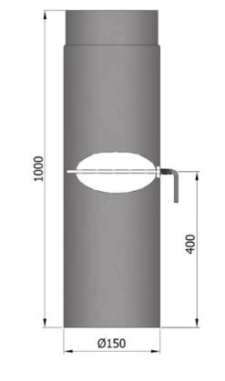 Rauchrohr Stahl 1000 Mm Schwarz Mit Drosselklappe -Kamin Heizgeräte 3124 1