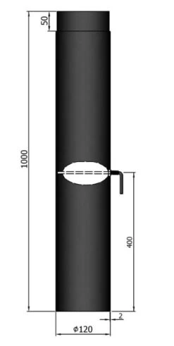 Rauchrohr Stahl 1000 Mm Schwarz Mit Drosselklappe -Kamin Heizgeräte 3124 2
