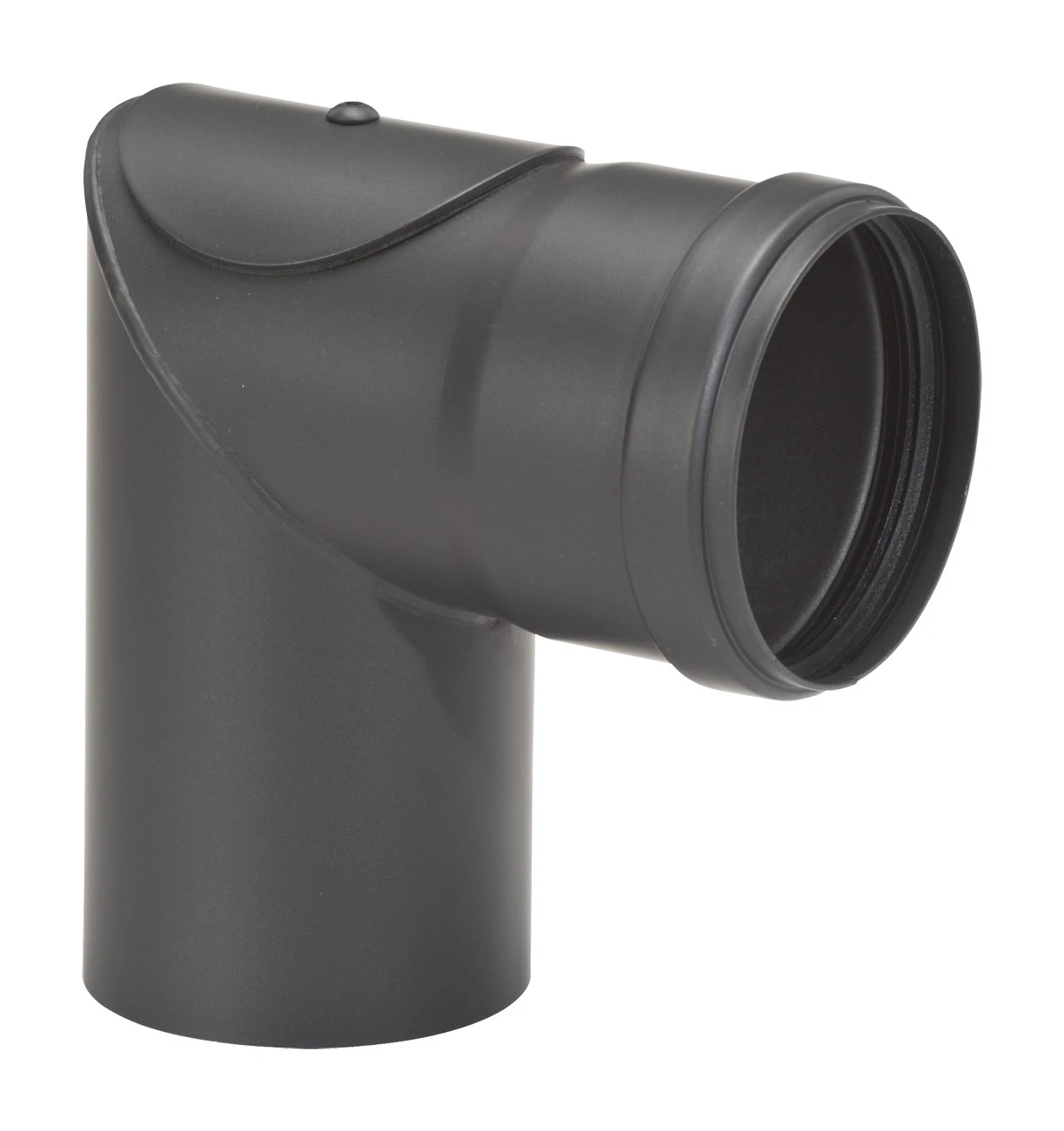 Pellet-Ofenrohrbogen Stahl 90° Schwarz, Mit Tür Auf Muffenseite 3 Pellet-Ofenrohrbogen Stahl 90° Schwarz, Mit Tür Auf Muffenseite