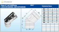 Schornstein Winkel 45° Doppelwandig Mit Prüföffnung - Eka Complex D 50 -Kamin Heizgeräte 3907 4