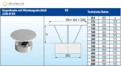 Regenhaube Edelstahl Doppelwandig - Eka Complex D 50 -Kamin Heizgeräte 3997 1
