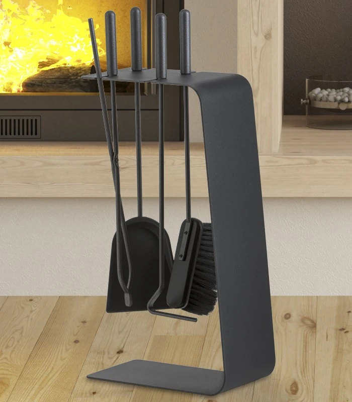 Kaminbesteck Stahl Graphitgrau Heibi, 4-teilig 4 Kaminbesteck Stahl Graphitgrau Heibi, 4-teilig – Bild 2