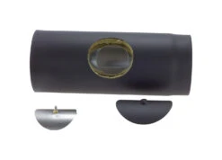 Rauchrohr Stahl Doppelwandig 500 Mm Ø 150 Mm Schwarz Mit Prüföffnung -Kamin Heizgeräte 5629 1