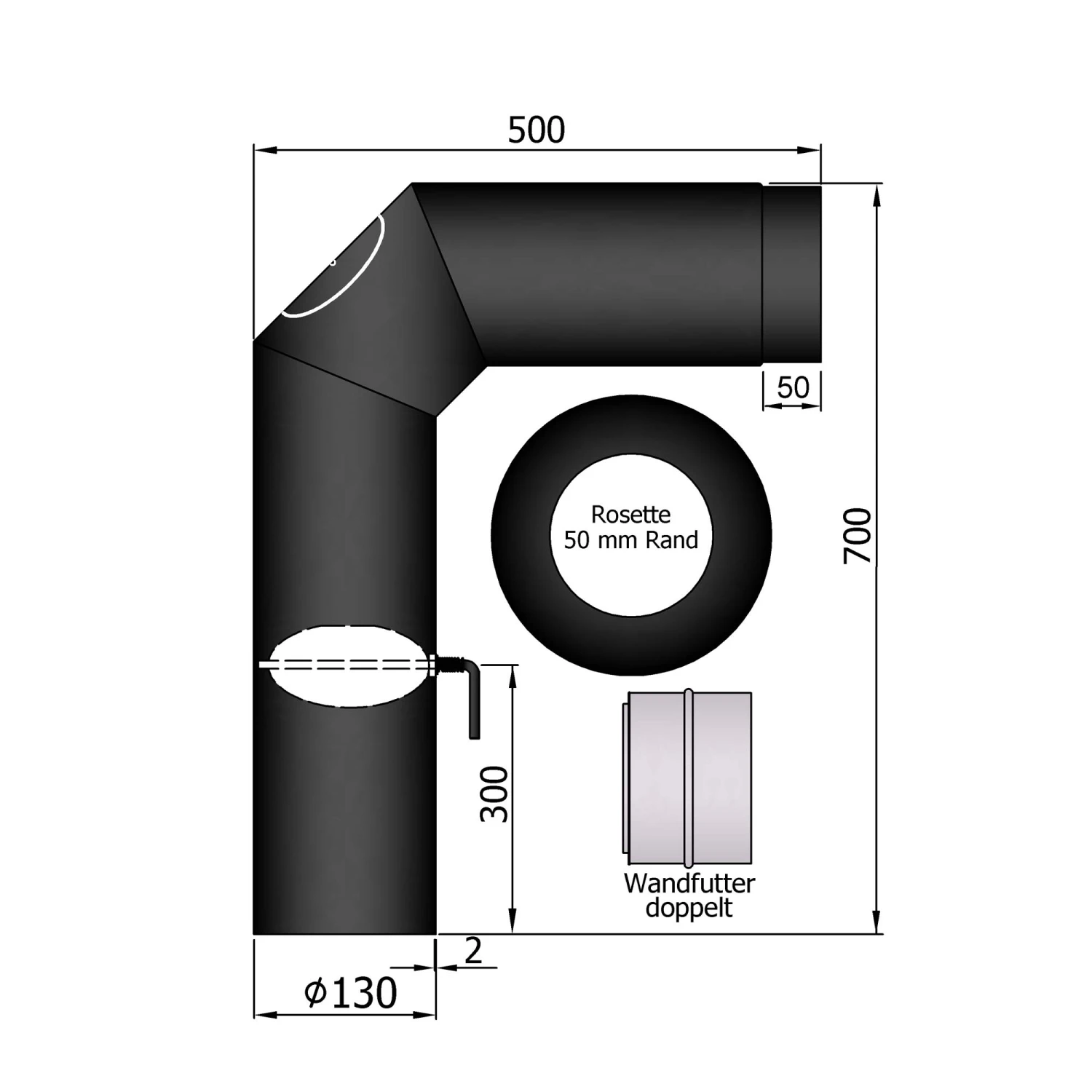 Rauchrohr Set Stahl 2x 45° 700 X 500 Mm Schwarz 3 Rauchrohr Set Stahl 2x 45° 700 X 500 Mm Schwarz