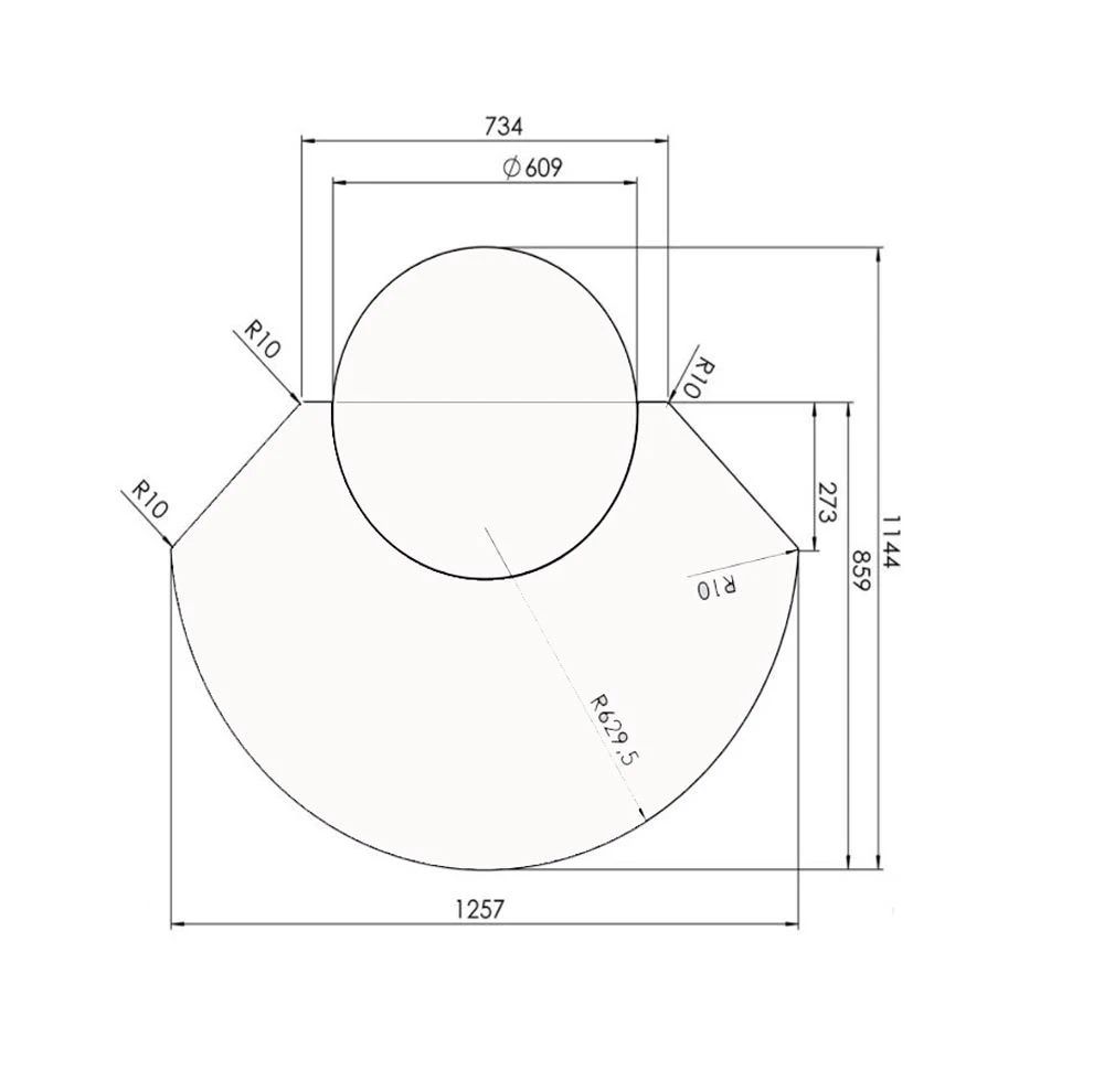 Vorlegeplatte Universal 2 Aussparung Ø 610 Mm, 6 Mm ESG-Klarglas 3 Vorlegeplatte Universal 2 Aussparung Ø 610 Mm, 6 Mm ESG-Klarglas