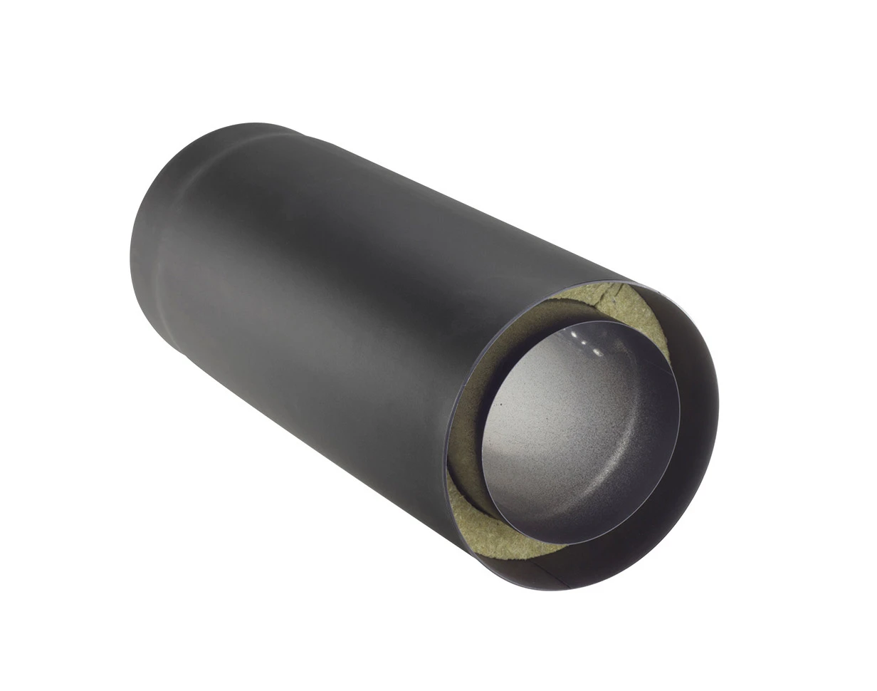Rauchrohr Stahl Doppelwandig 750 Mm Ø 150 Mm Schwarz 4 Rauchrohr Stahl Doppelwandig 750 Mm Ø 150 Mm Schwarz – Bild 2