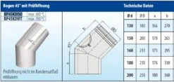 Schornstein Winkel 45° Mit Prüföffnung Doppelwandig - Eka Cosmos D 25 -Kamin Heizgeräte 9233e61ce5b6b289970e3dc243f0a6c3