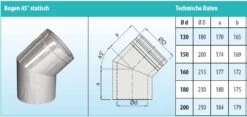 Schornstein Winkel 45° Statisch Doppelwandig - Eka Cosmos D 25 -Kamin Heizgeräte 9bbf674202dd25b2fa4268981356aca6